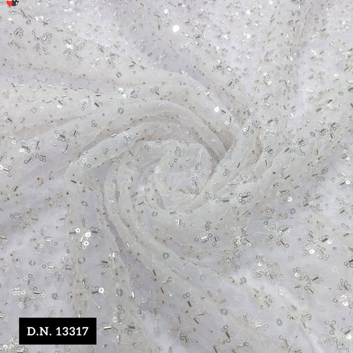 Luxurious High-Quality Beaded Sequined Mesh Fabric