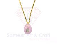 Natural Gemstone With Gold Plated Handmade Oval Shape Pendant