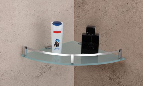 Corner Glass Shelf for Bathroom, Corner Storage Shelf for Washroom,  VGC-10