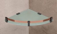 Glass Premium Frosted & Toughend Glass Corner Shelf 9x9 Glass, Brass Wall Shelf  Vgc-20 - Color: Rose Gold
