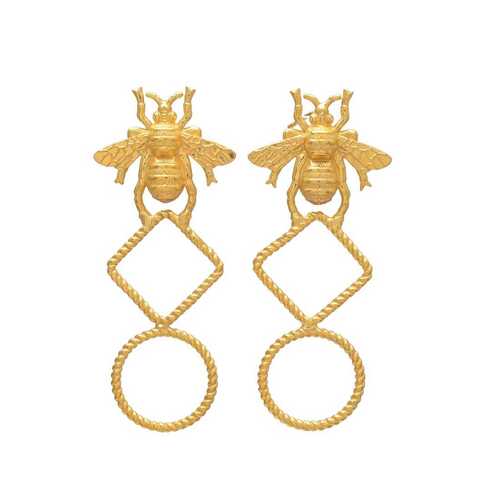 New arrival long bee design Brass dangle earrings