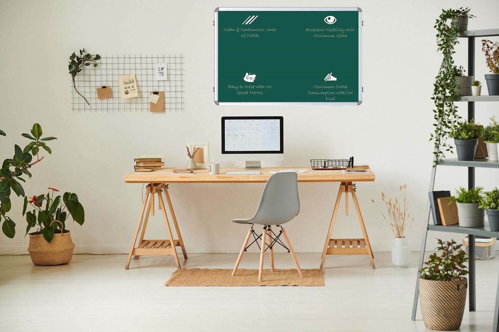 Aluminum Frame Green Chalk Board For School, College and University |Green Writing Chalk Board Uses School, College|All Size-1x1, to 8x4 All Size available |SDS19