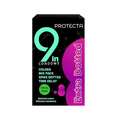 9 In Extra Dotted Condom - Color: Transparent