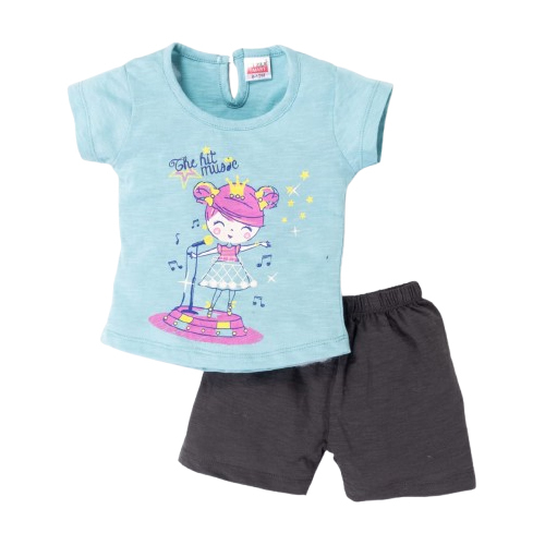 Kids Girls Printed T-Shirt With Shorts