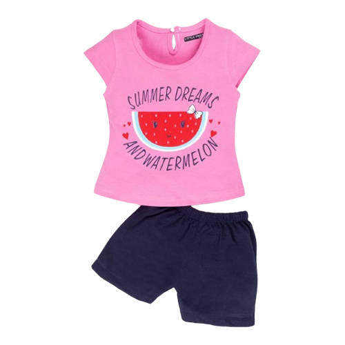 Kids Girls Half Sleeve T-Shirt With Shorts