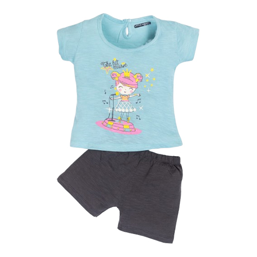 Kids Girls Cotton Printed T-Shirt with Shorts