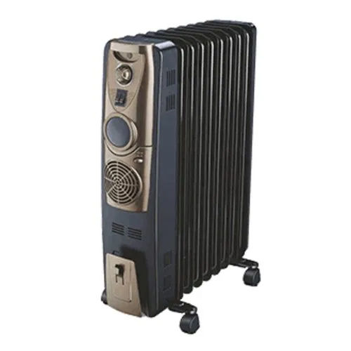 13 Fin Bajaj Oil Room Heater - Color: Black