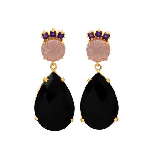 New arrival black onyx gemstone drop earring set