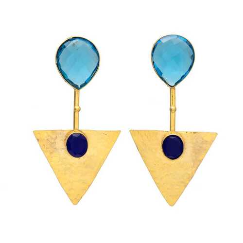 new arrival blue quartz gemstone arrow design earring