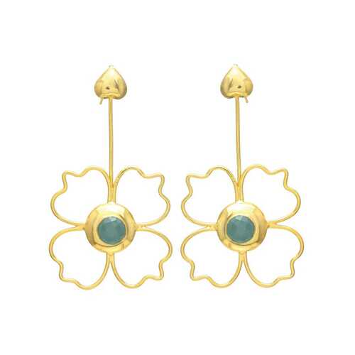 New arrival big flower dangle earring set, gold plated earring set