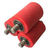 Polyurethane Roller - Polyurethane & Mild Steel, Various Sizes Available, Red Color | Durable, Good Quality, For Industrial Applications