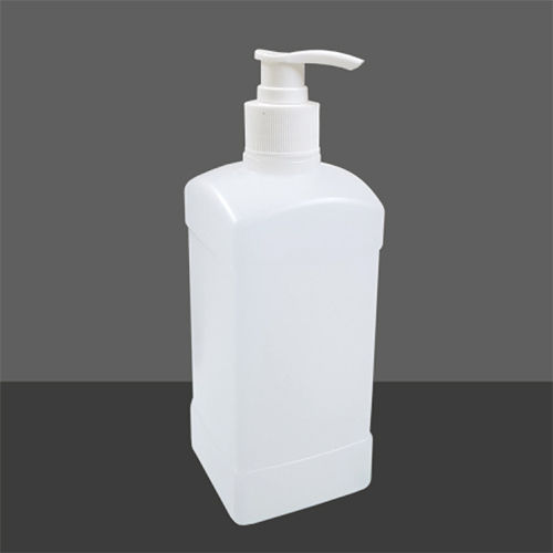 Square Shape Sanitizer Bottle With Dispenser Pump - Color: White