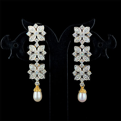 Hard Cvd Diamond Earrings By Sk Diam - Color: Silver