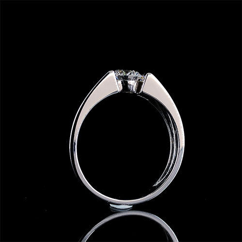 Solitaire Diamond Mens Ring In White Gold - Diamond Cut: Excellent