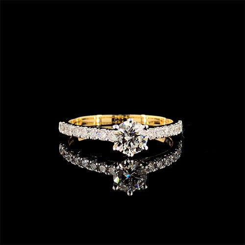 18Kt Gold Solitaire Ring With Lab Grown Diamond - Diamond Cut: Excellent