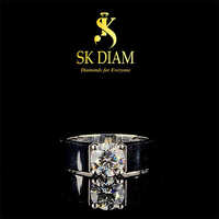 Solitaire Diamond Mens Ring In White Gold - Color: Silver
