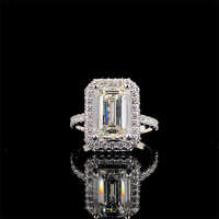 Emerald Solitaire Diamond Ring - Color: Silver