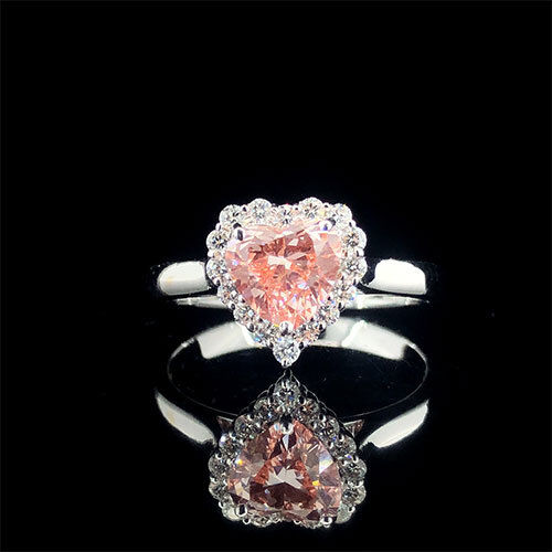 Exquisite 18Kt Gold Ring with 1.30ct Lab-Grown Pink Heart Diamond by SK Diam