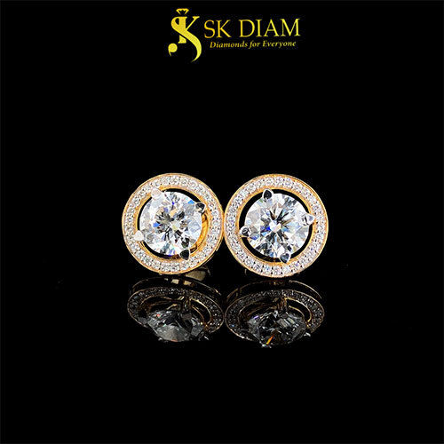 Diamond Stud Earrings by SK Diam | 18KT Gold and 6.560 Carat | Eternal Brilliance