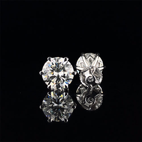 White Gold Diamond Stud | 6 Carat TW | 6 Prongs