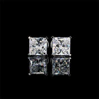 Princess Cut Diamond Stud Earrings - Synthetic Diamond Vvs2 | 2 Carat, White E Color, Elegant Design