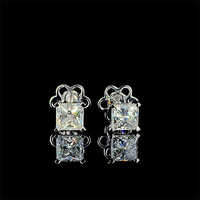 Princess Cut Diamond Stud Earrings - 18kt White Gold, 2ct Total Diamond Weight, VS1 Clarity, E Color, Excellent Cut, Synthetic Diamonds