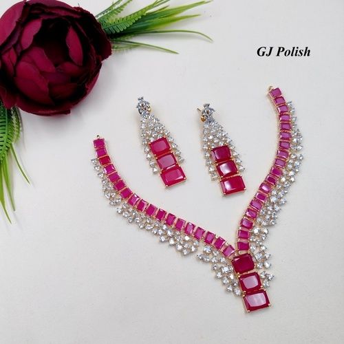 Shimmering  Designer American Diamond Necklace Set