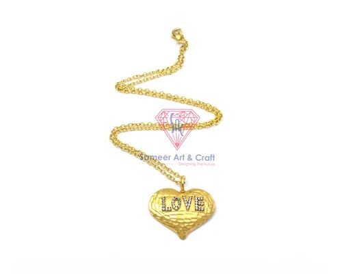 Heart Shape With CZ 18K Gold Plated Handmade Necklace Pendant