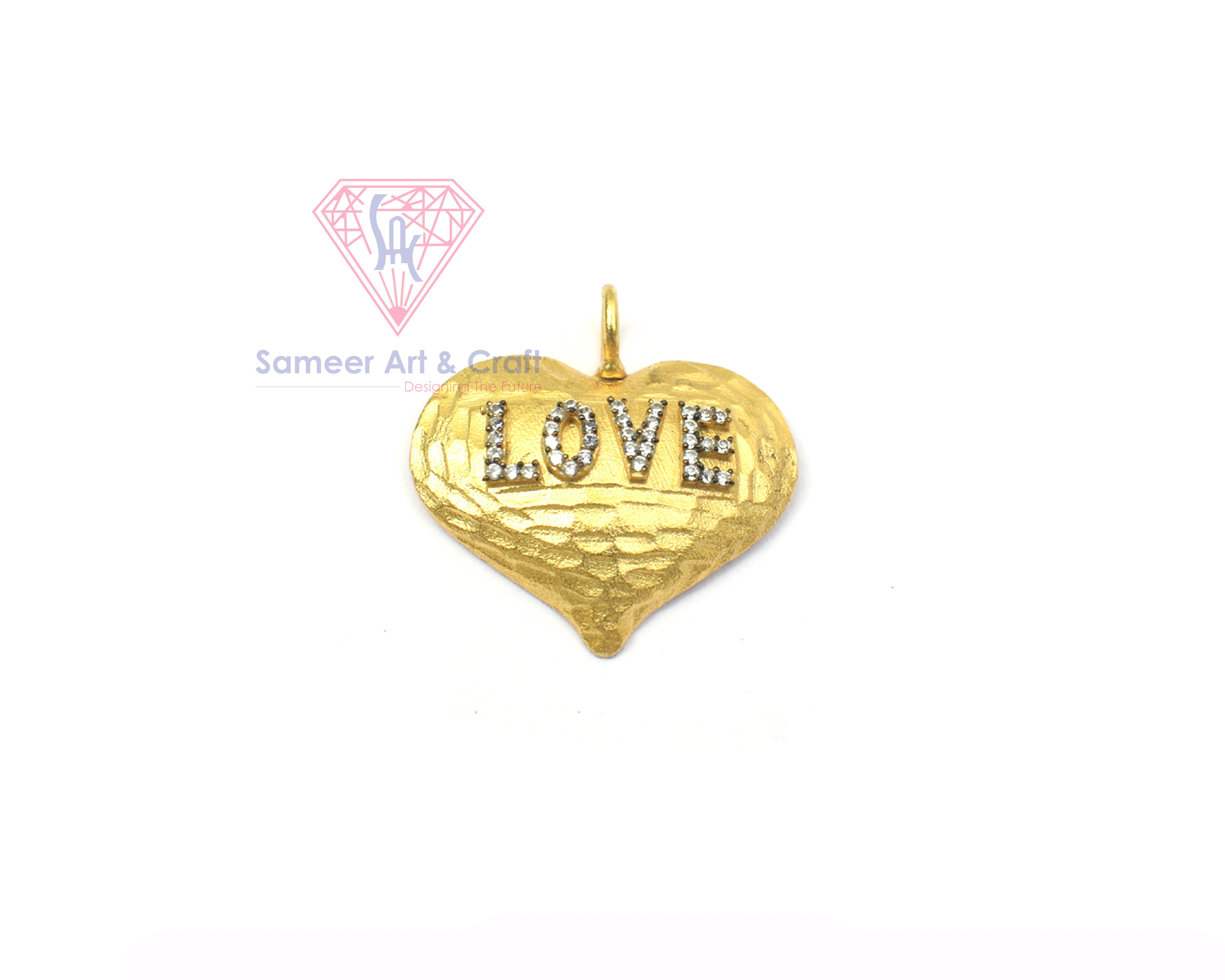 Heart Shape With CZ 18K Gold Plated Handmade Necklace Pendant