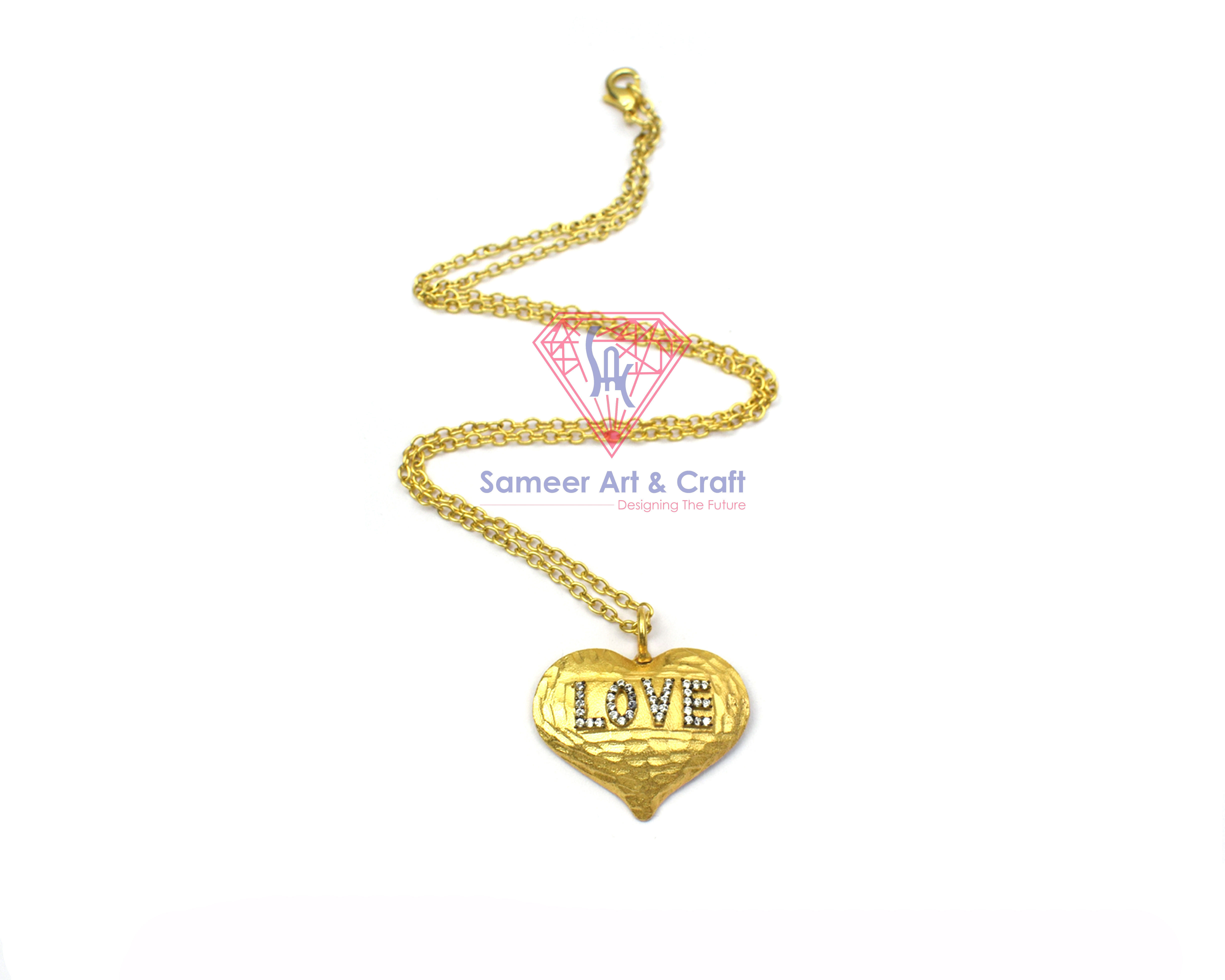 Heart Shape With CZ 18K Gold Plated Handmade Necklace Pendant