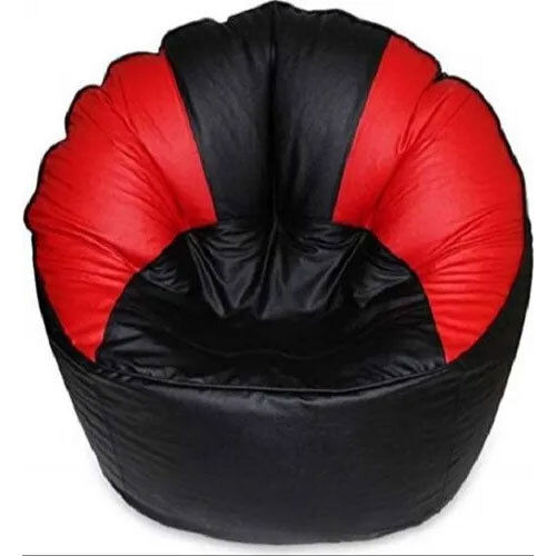 Black And Red Sofa Chair Bean Bag Cover Without Beans - Material: Super Lama Leatherette