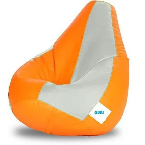 Orange White Bean Bag Cover - Material: Synthetic Leather