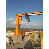 Wall Mounted Jib Crane - Electric Power Supply, New Condition, Yellow Color, Emergency Stop Feature | Ideal For Industrial Usage