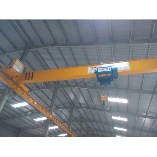 Electric Single Girder Eot Crane - Electric Power Supply, Span 20-30 m, Speed 10-15 m/min, Yellow Finish | Includes Emergency Stop, New Condition