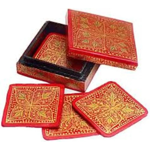 Handpainted Square Coaster Set - Color: Multicolour