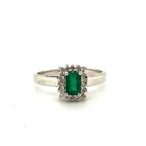 Emerald Ring In 925 Sterling Silver-1071 - Diamond Cut: Good