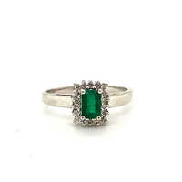 Emerald Ring In 925 Sterling Silver-1071 - Diamond Cut: Good