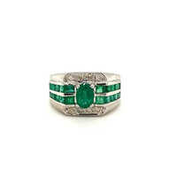 Emerald Ring In 925 Sterling Silver-1075 - Diamond Cut: Excellent