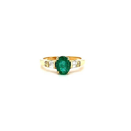 Emerald and Diamond Ring in 14K Yellow Gold-375