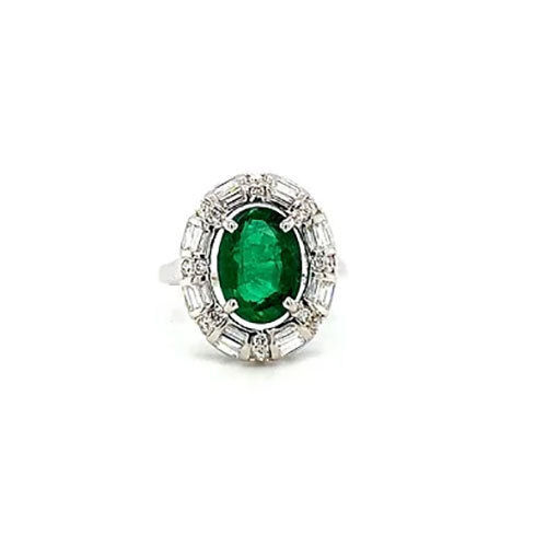 Emerald and Diamond Ring in 18K White Gold-324