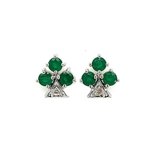 Emerald Earring In 925 Sterling Silver-718 - Diamond Cut: Good