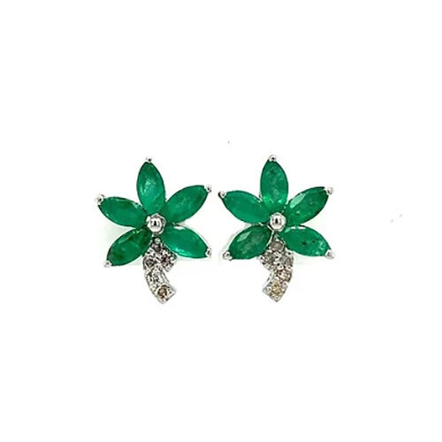 Emerald Earring in 925 Sterling Silver-720