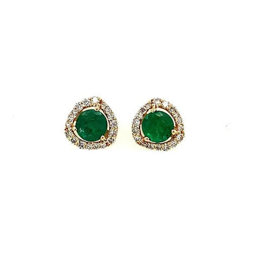 Emerald and Diamond Earring in 14K Yellow Gold-155