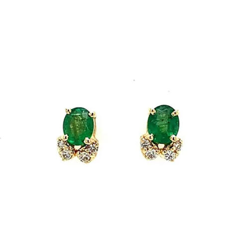 Emerald and Diamond Earring in 14K Yellow Gold-157