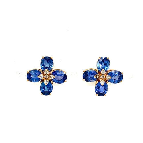 Sapphire and Diamond Earrings in 14K Yellow Gold-81