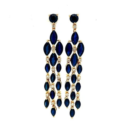 Sapphire and Diamond Earrings in 14K Yellow Gold-73