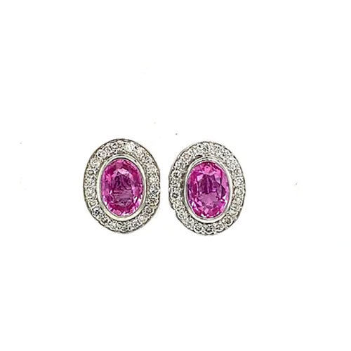 Pink Sapphire and Diamond Earrings in 14K White Gold-67