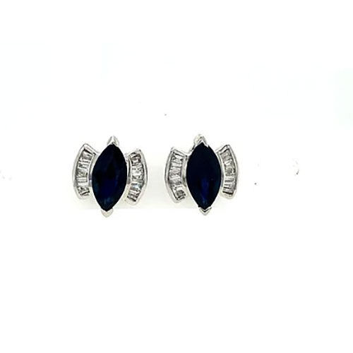 Sapphire and Diamond Earrings in 14K White Gold-89