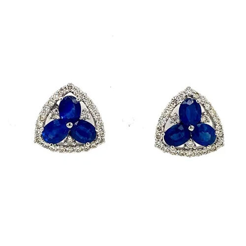 Sapphire and Diamond Earrings in 14K White Gold-92