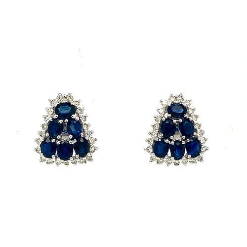 Sapphire And Diamond Earrings In 14K White Gold-93 - Diamond Carat Weight: 14 Carat